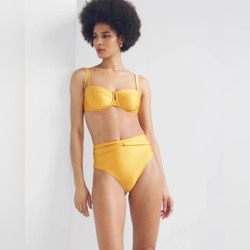 WHBM High-Waist Drape Swim Bottom‎